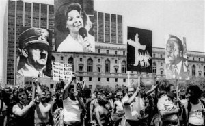 San Francisco homosexual rally compares Anita Bryant to Hitler, the KKK and Ugandan genocidal dictator Idi Amin. LGBT activists continue to smear traditionalist by equating them with haters and fringe groups like the Klan.
