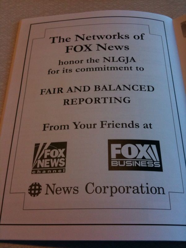 News Corp., the parent company of Fox News and Business Channels, has heavily funded the National Lesbian and Gay Journalists Association (NLGJA), a pro-homosexual advocacy organization in newsrooms. Here a News Corp endorsement ad appears in the program for the 2009 NLGJA “LGBT Media Summit.”