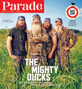 Phil Robertson of Duck Dynasty is pictured second from left in this Parade magazine cover.