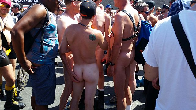 Even though San Francisco adopted a "public nudity" ban in 2013, it exempted the street fairs like the "Up Your Alley" event Sunday. The event featured hundreds of men (and some women) in various states of undress, including full nudity.