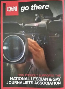 CNN Kicks in $10,000: Like Fox News Channel, CNN gave $10,000 to the “gay” journalists group. This is an ad in the NLGJA convention program. It reads: “CNN Proudly Supports the National Lesbian & Gay Journalists Association.” Click to enlarge.