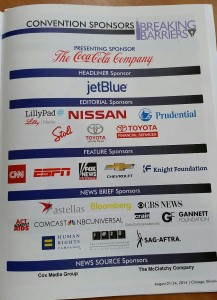 NLGJA program lists major sponsors for the conference. Click to enlarge.