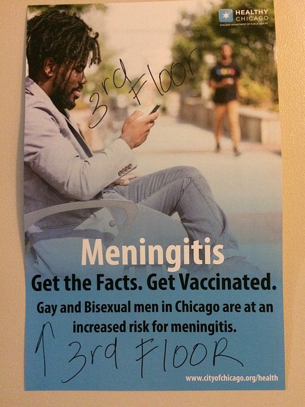 Disease Follows Depravity: Poster warns IML attendees of the increased risk for meningitis 
