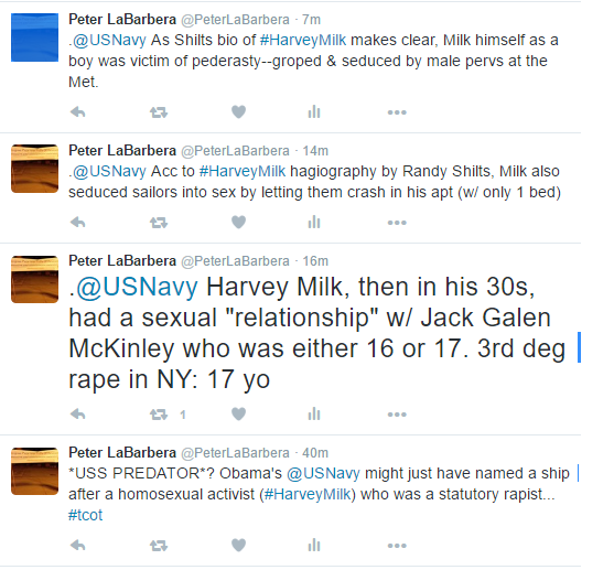 Twitter_Posts_Harvey_Milk_US_Navy_Peter_LaBarbera