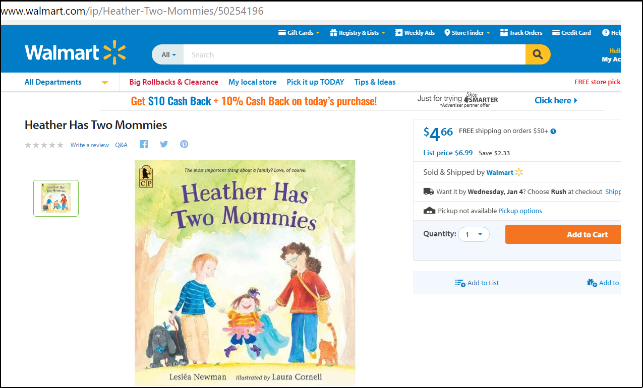 Walmart Sells Homosexual Kiddie Book