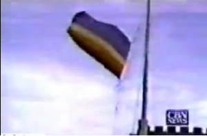Homosexual activists raised a "rainbow flag" symbolizing "gay" liberation atop the flagpole of Hamilton Square Baptist Church--like on conquered territory.